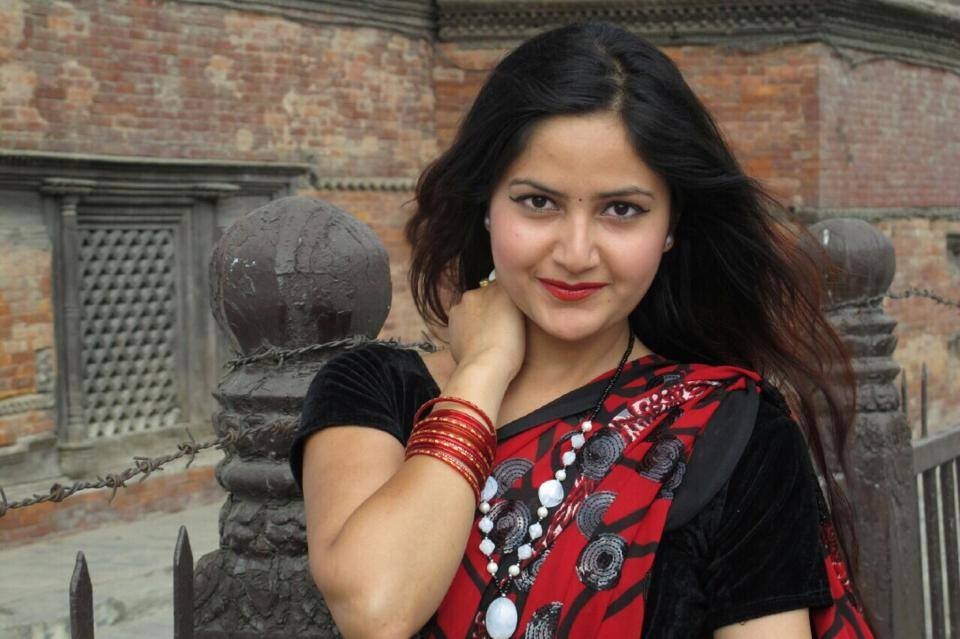 Barsha Siwakoti background portrait